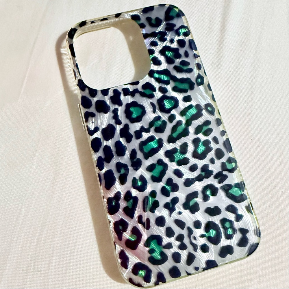 Lime Green and Silver Leopard Print TPU Phone Case for iphone 14